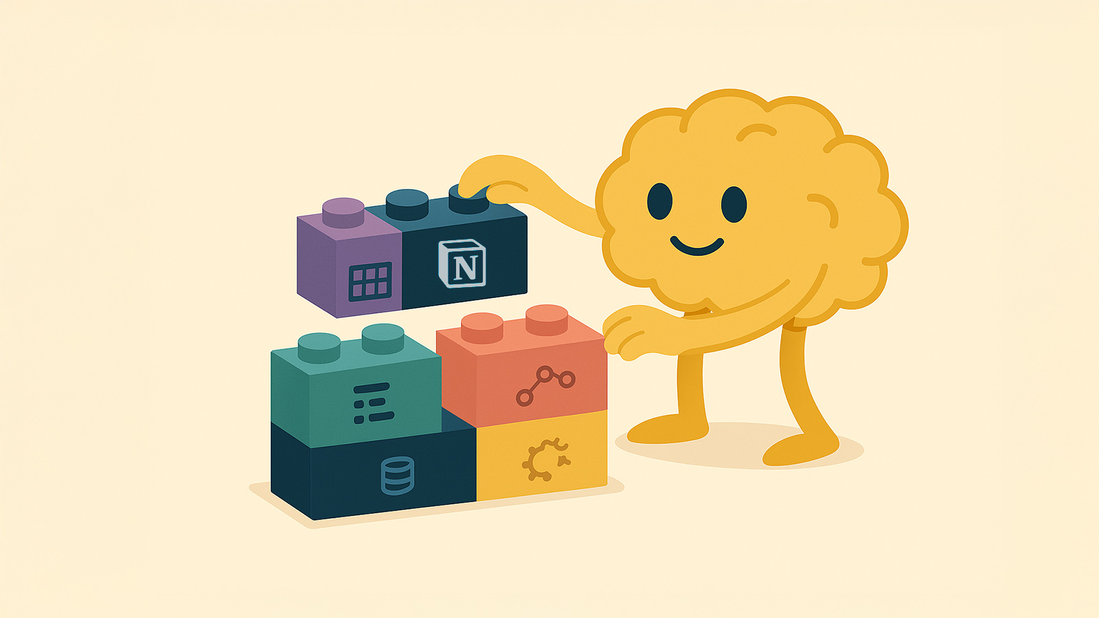 Brain character at computer